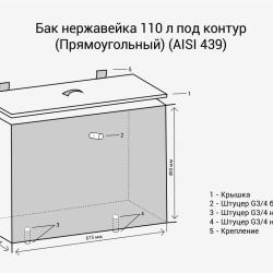 Бак нерж. 110л под контур (Прямоуг.) (AISI 439)