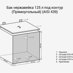 Бак нерж. 125л под контур (Прямоуг.) (AISI 439)